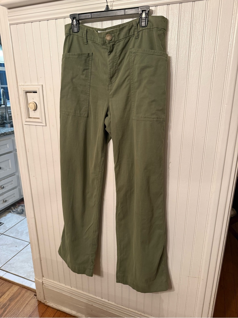 Frank & Eileen Limerick Wide Leg High Rise Olive Green Pants 12